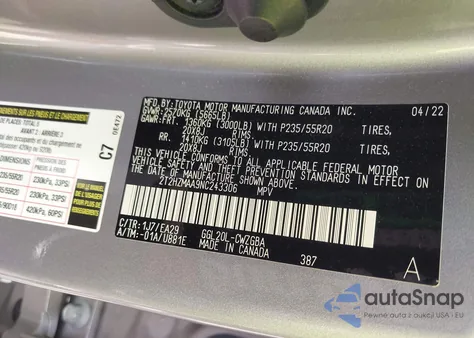 2022 Lexus Rx 350 z USA, uszkodzony, nr VIN 2T2HZMAA9NC243306